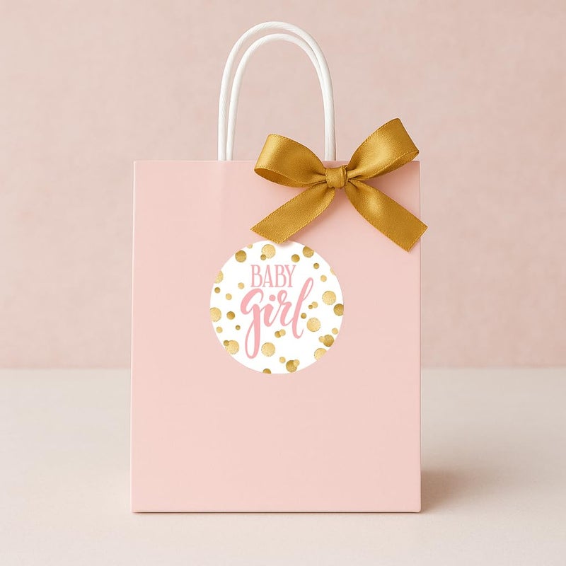 DISTINCTIVS Pink and Gold It's a Girl Baby Shower Favor Stickers - 1.75 in Thank You Stickers or Envelope Seals - 40 Labels - Image 5